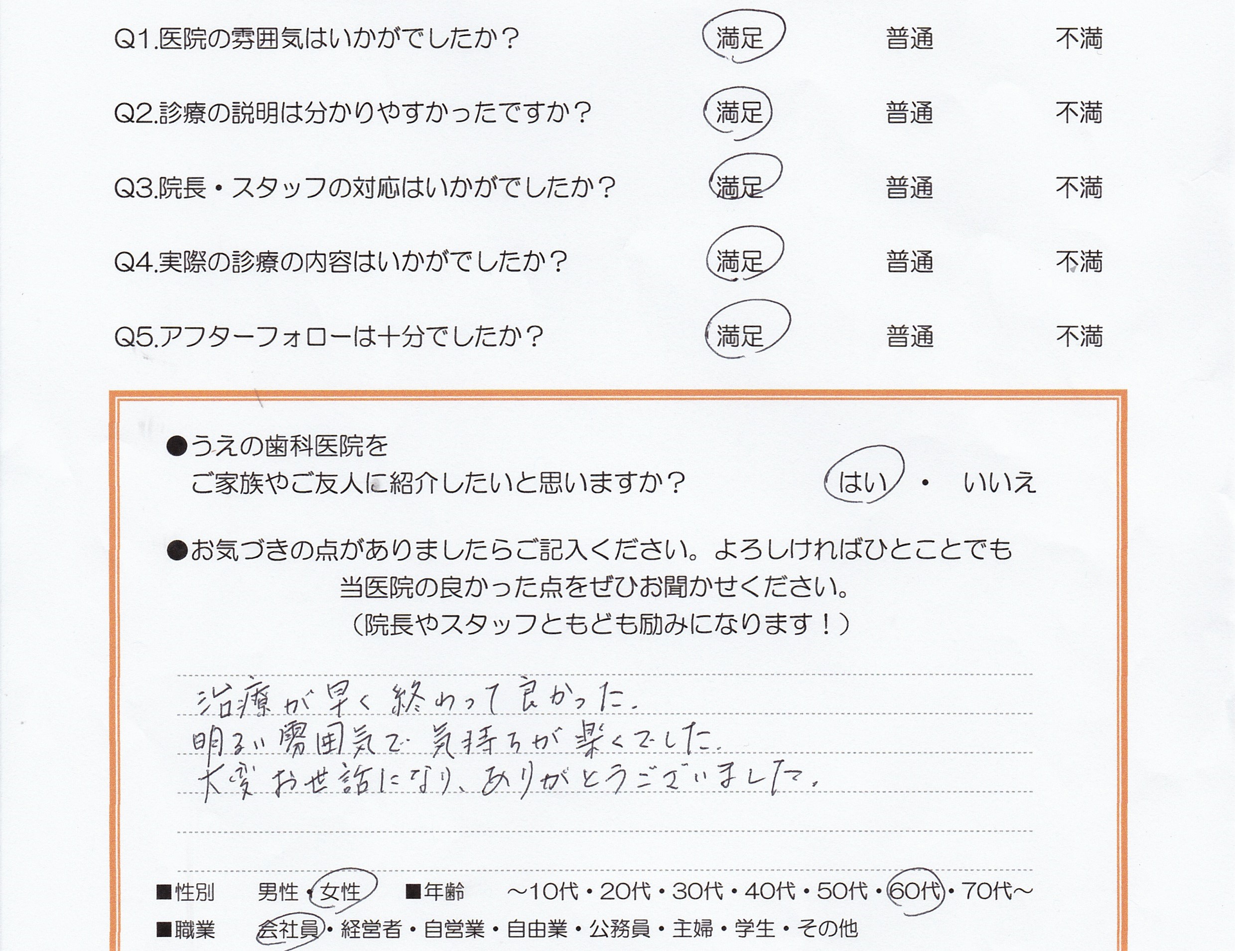 患者様の声