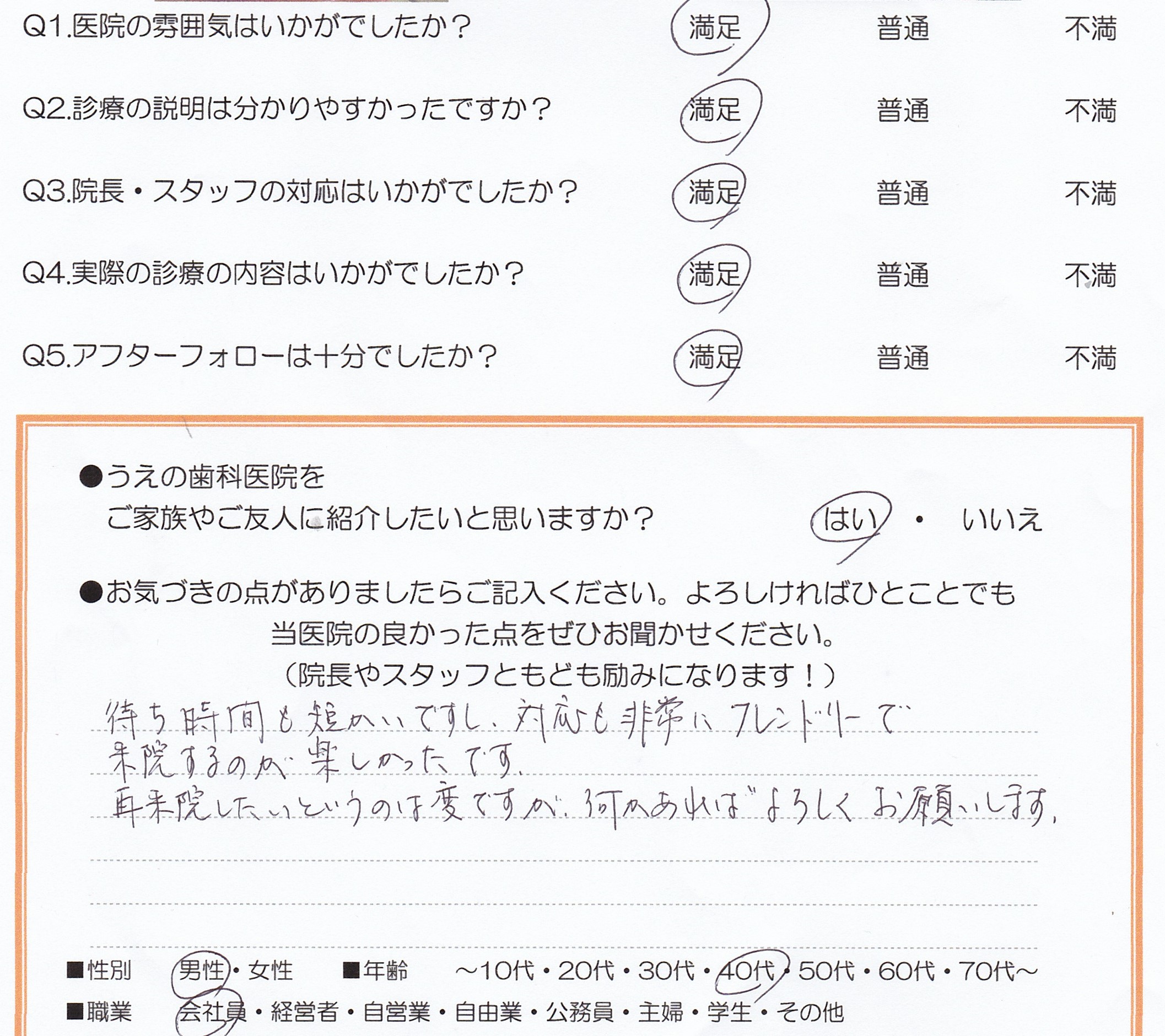 患者様の声