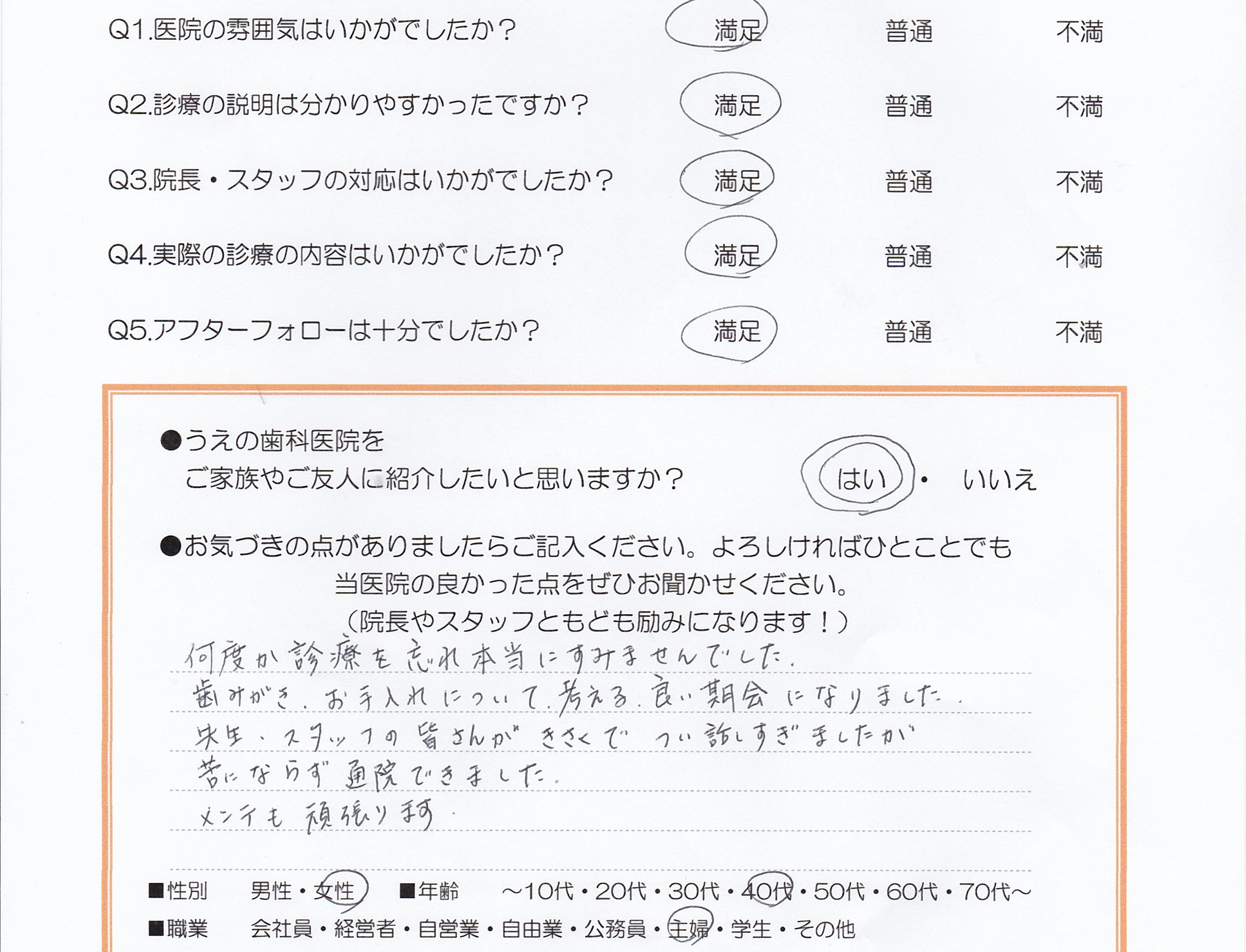 患者様の声