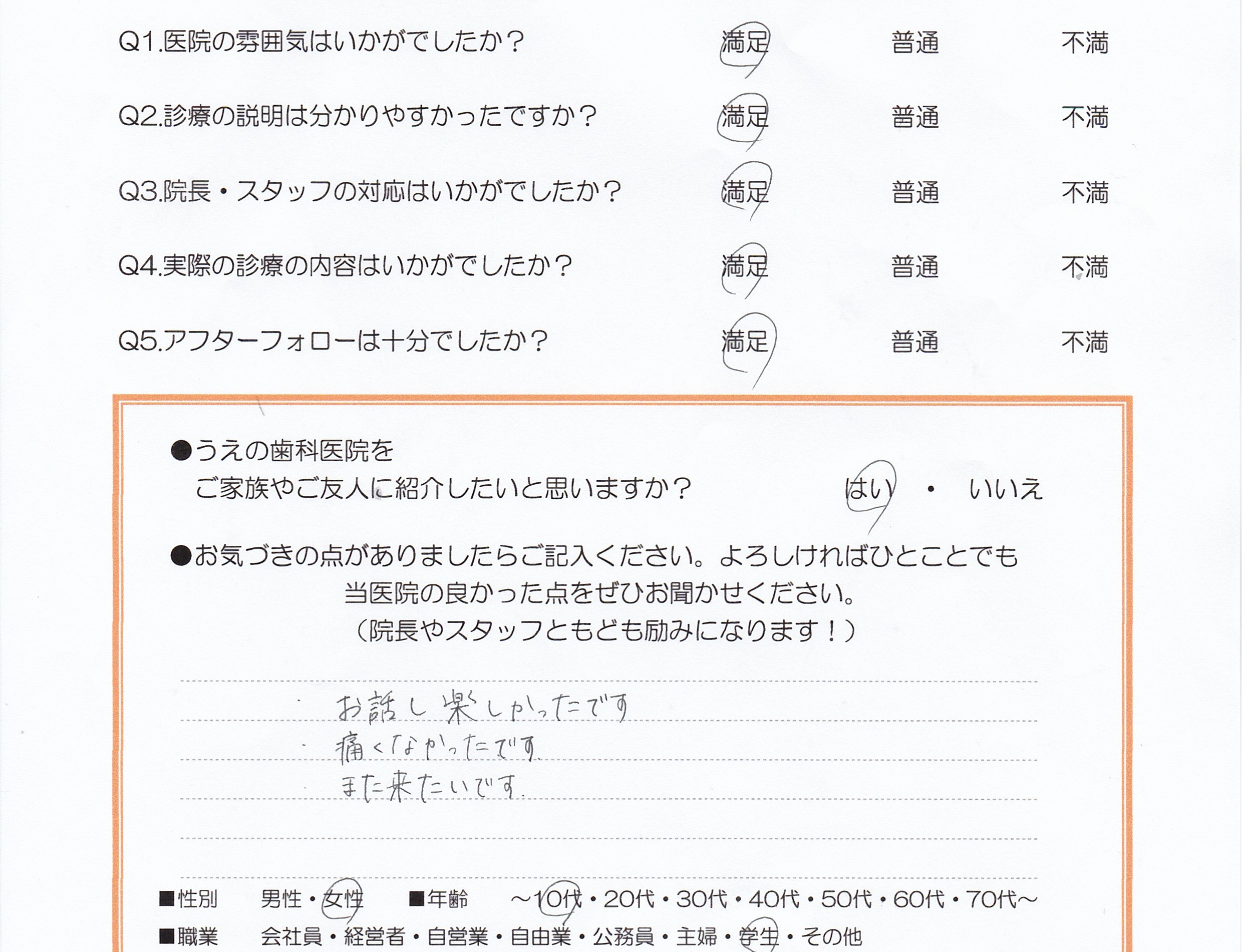 患者様の声