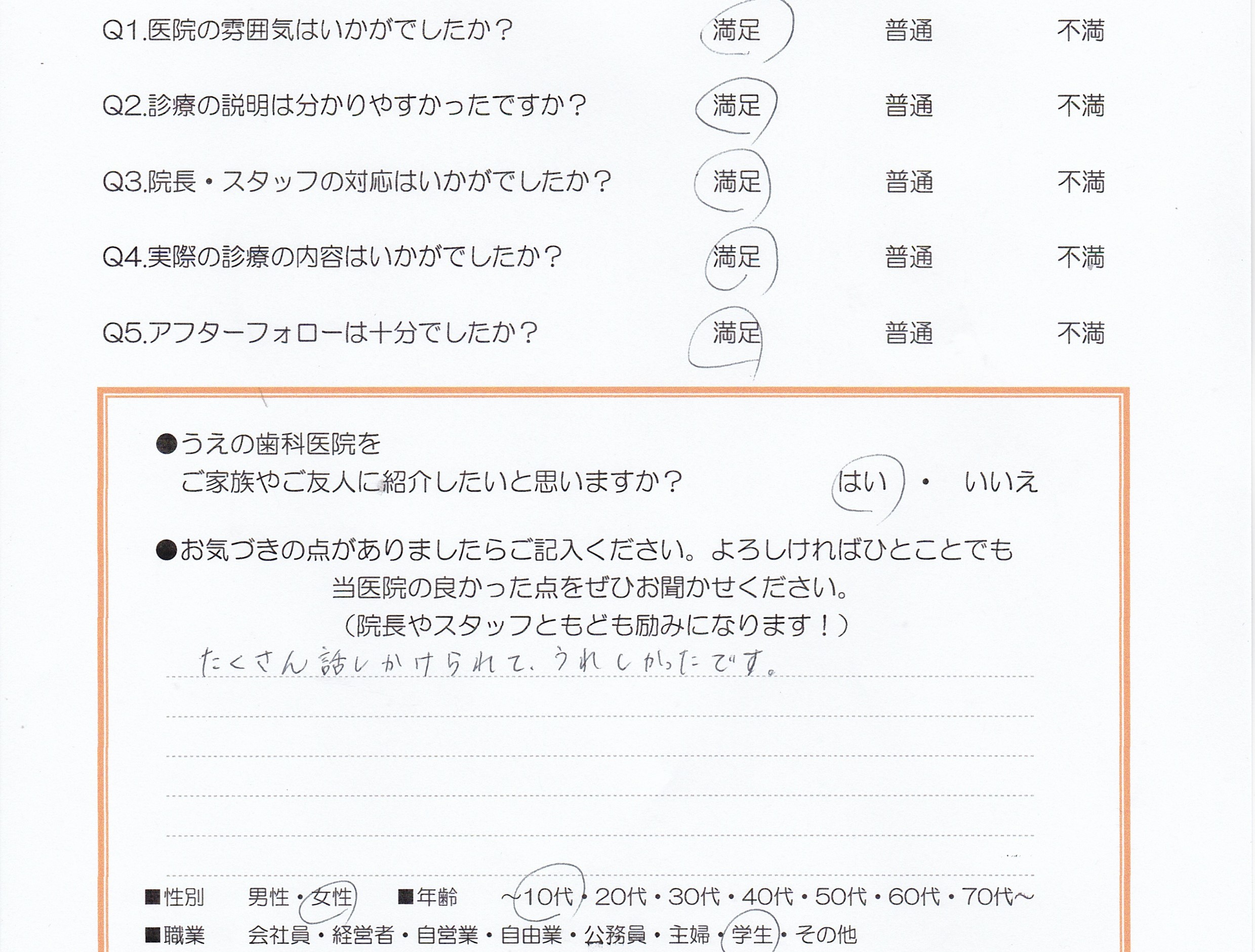 患者様の声