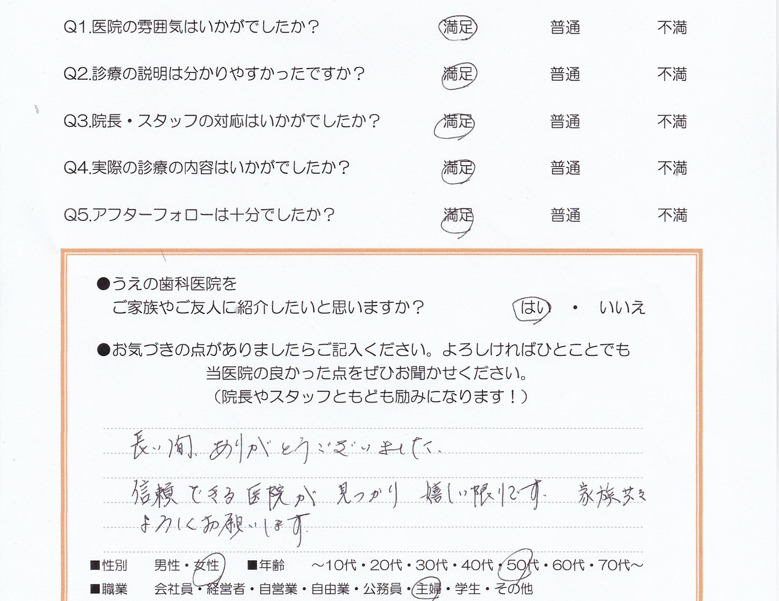 患者様の声