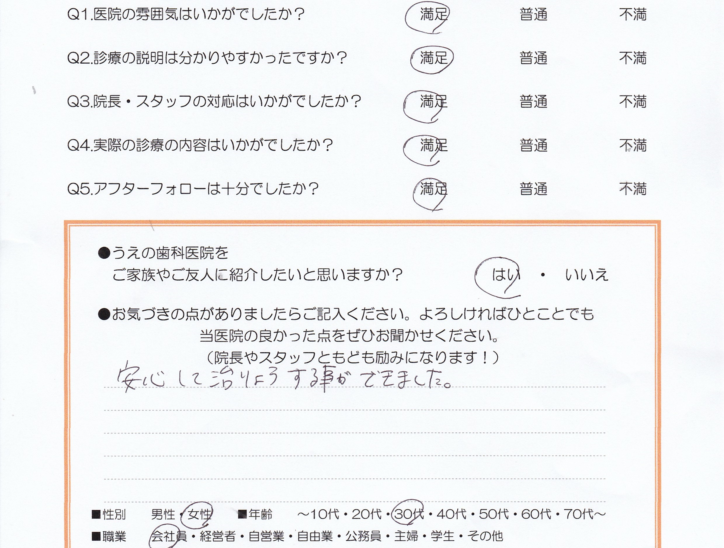患者様の声