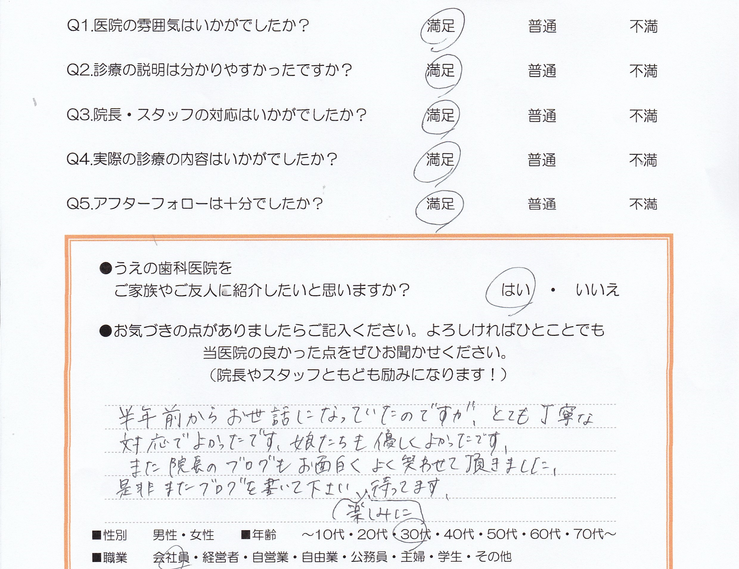 患者様の声