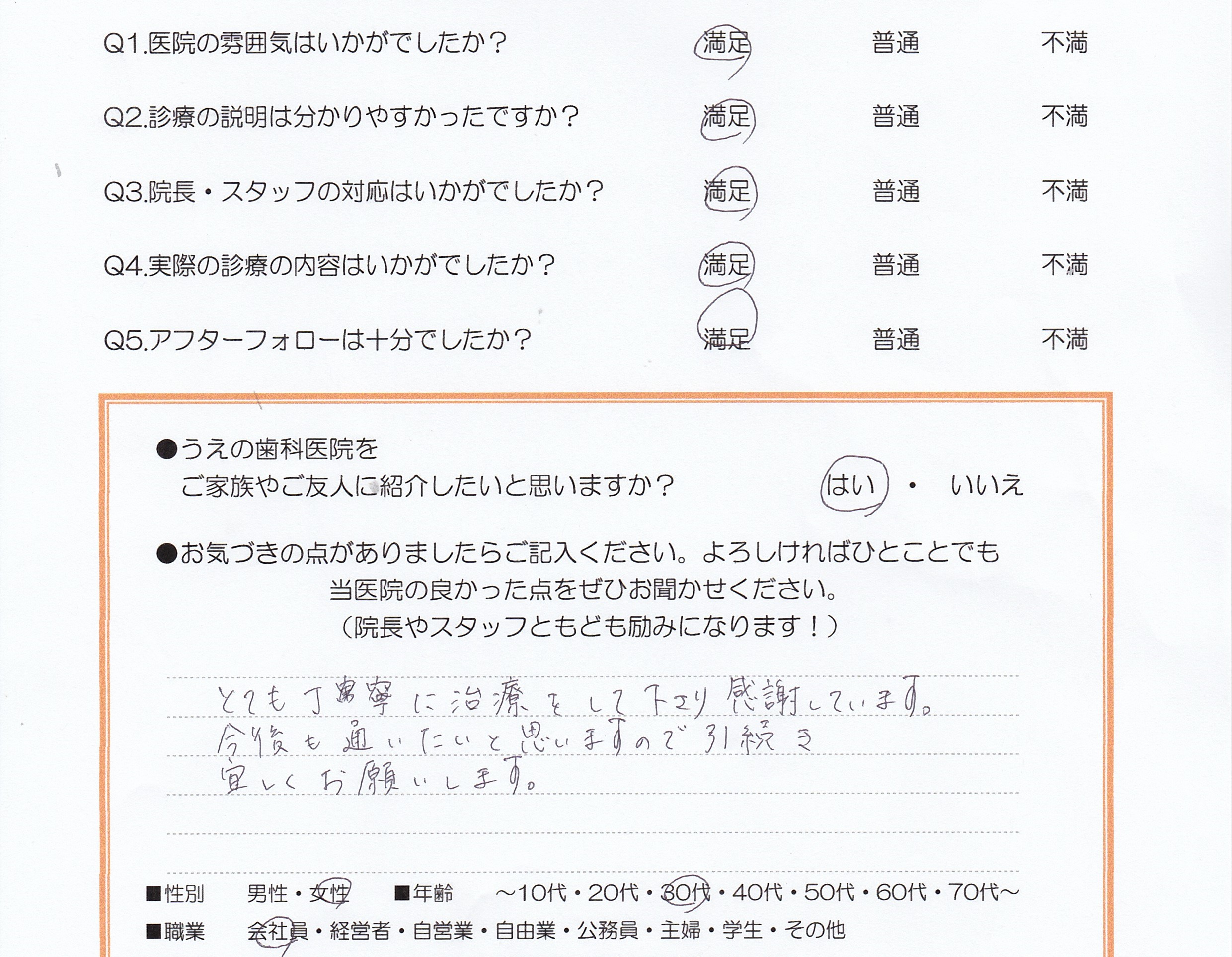 患者様の声