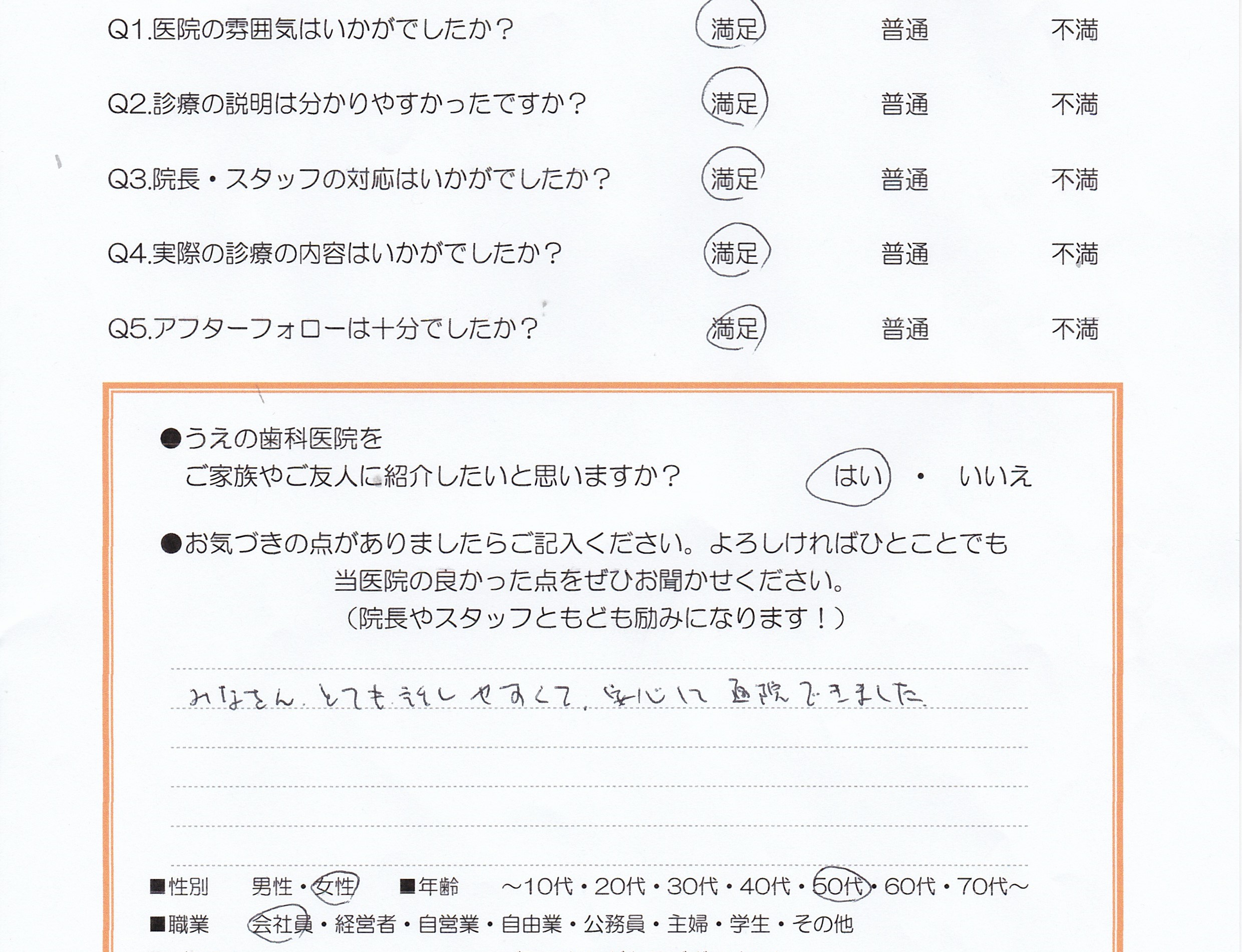患者様の声