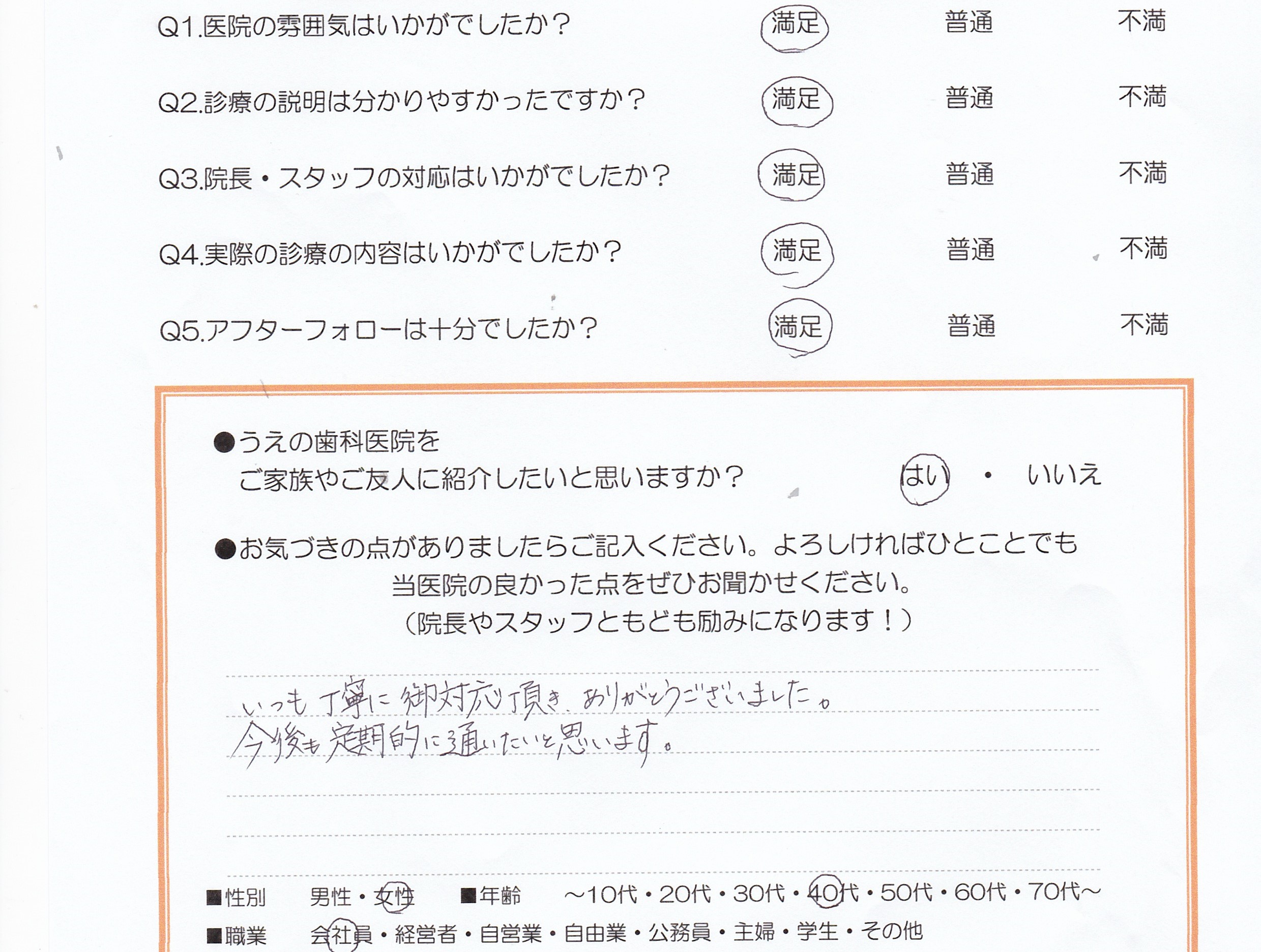 患者様の声