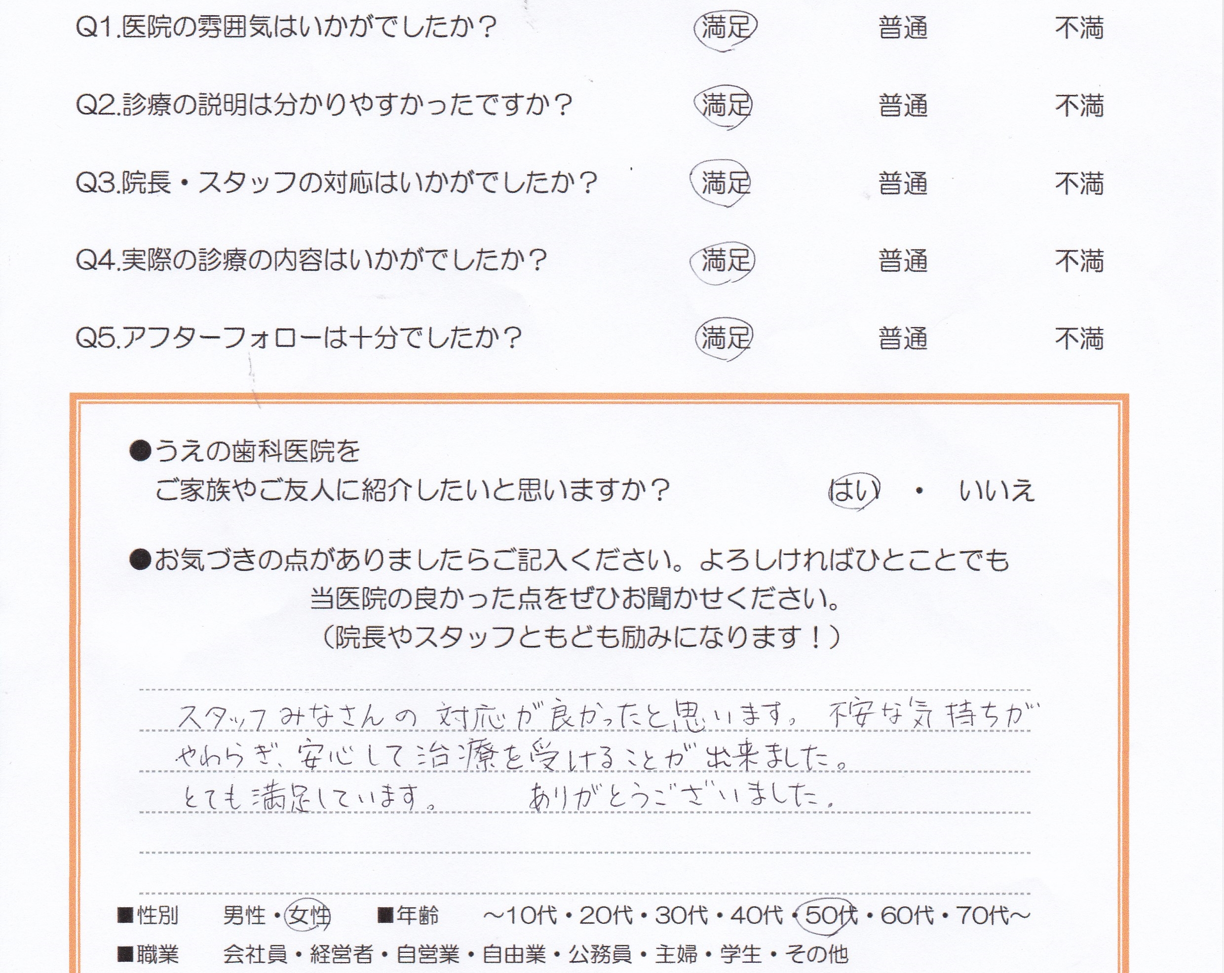 患者様の声