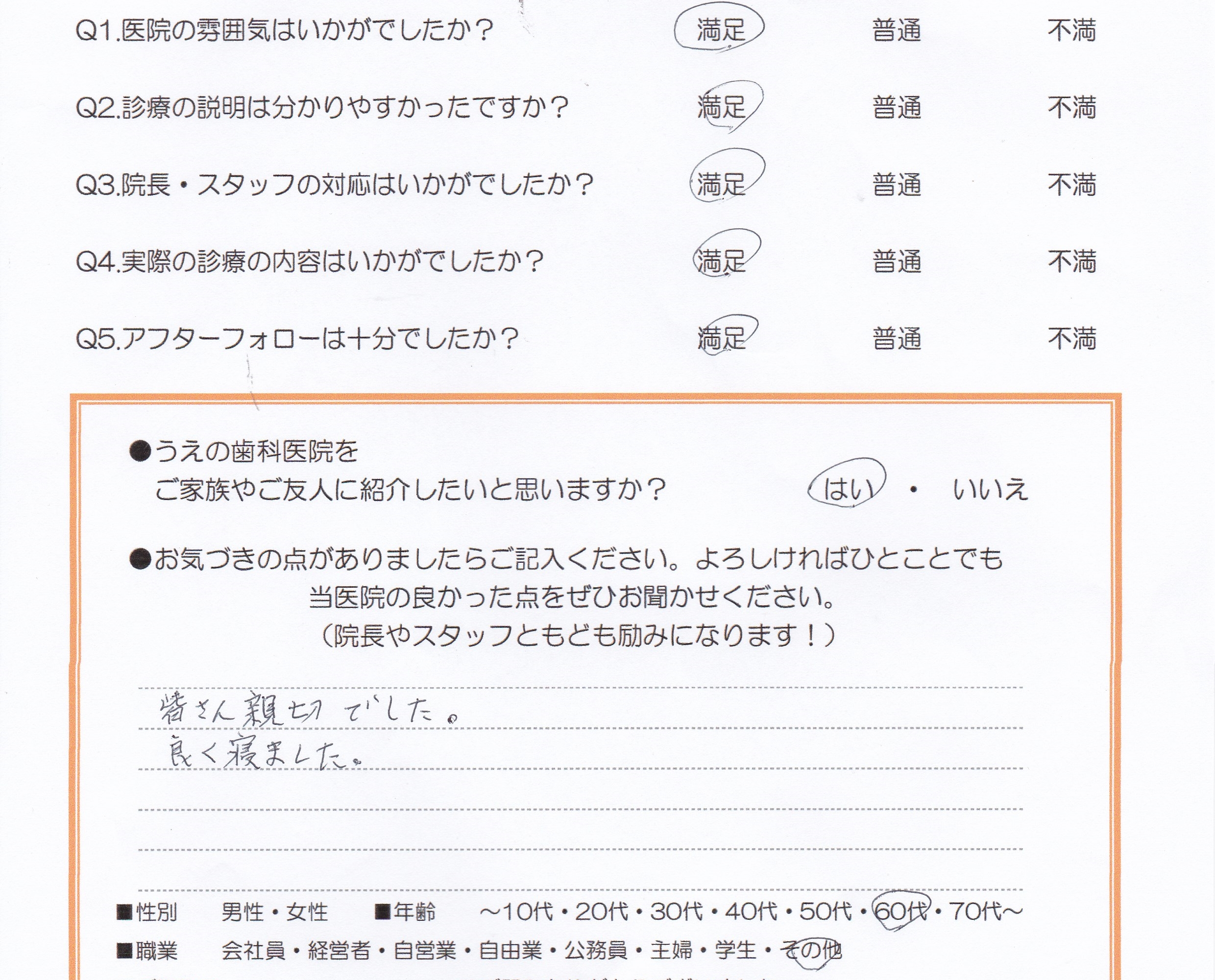 患者様の声