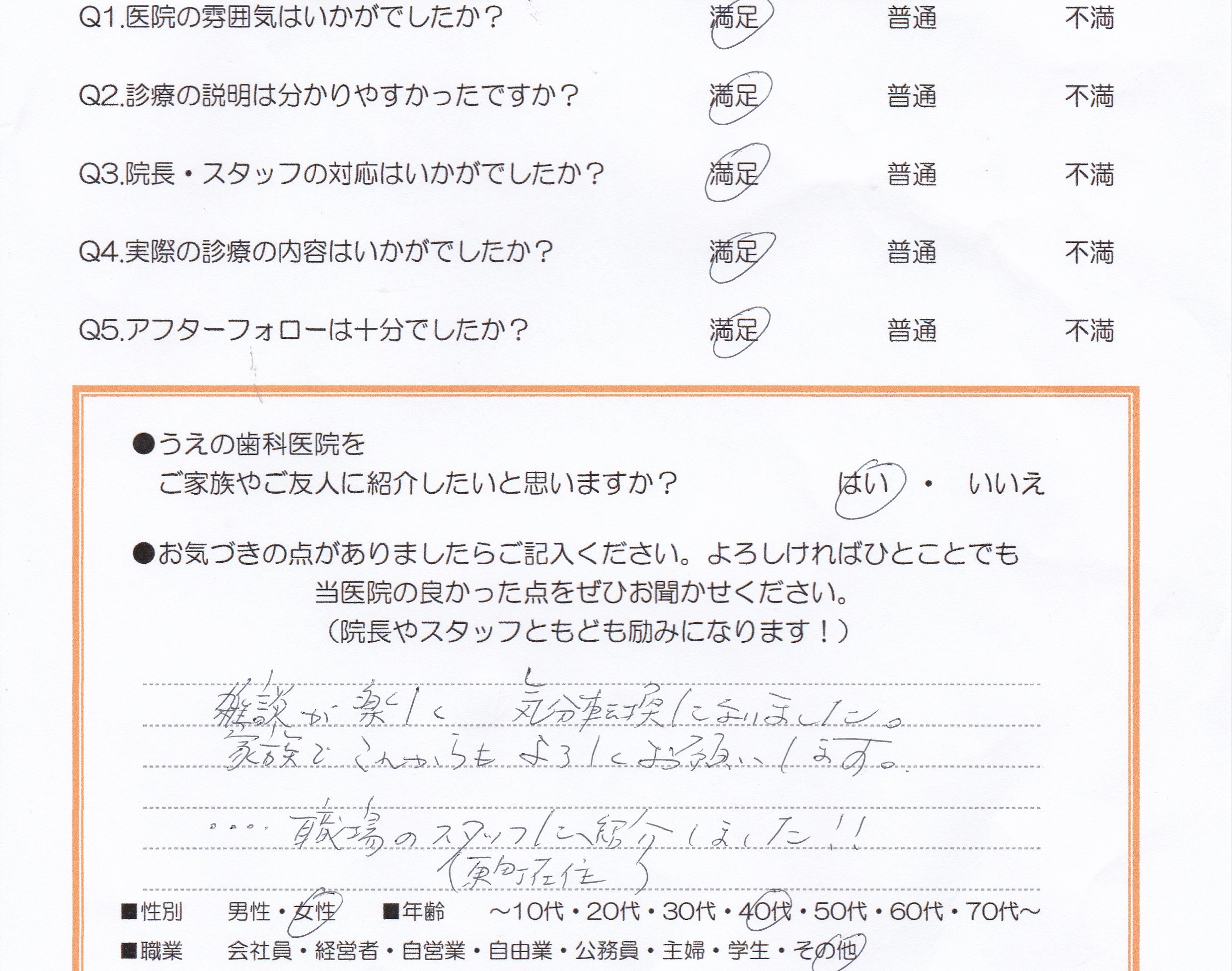 患者様の声