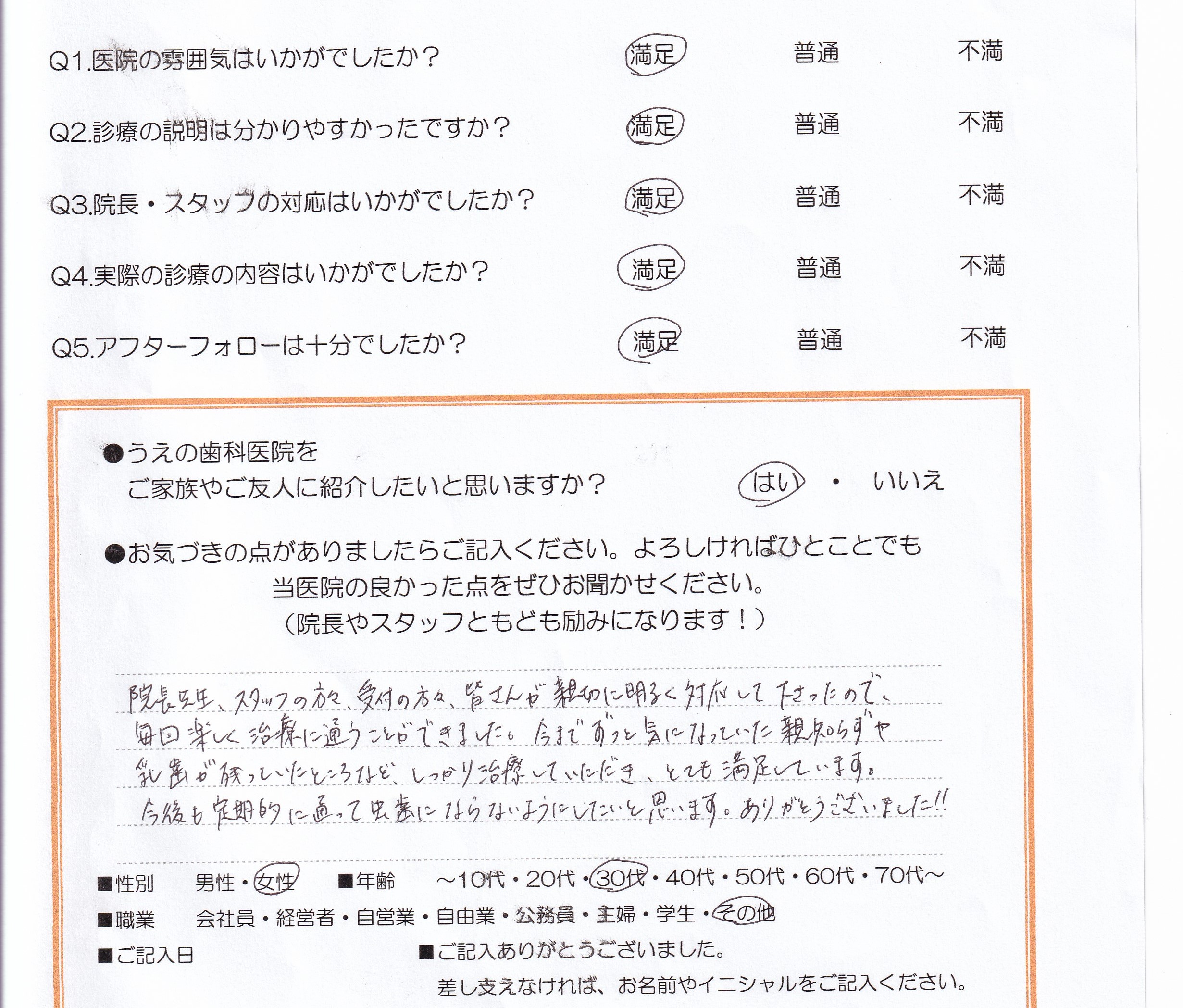患者様の声