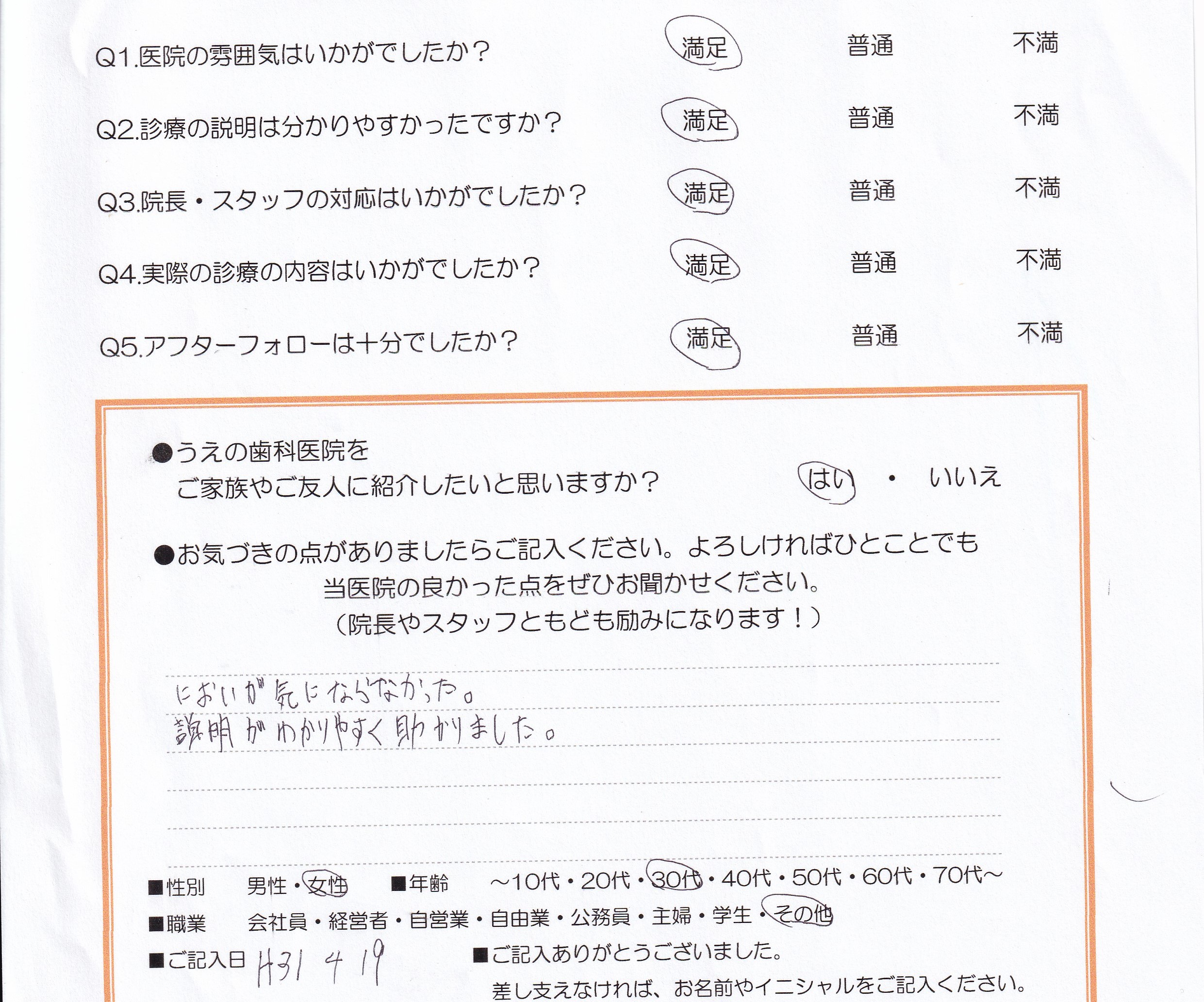 患者様の声