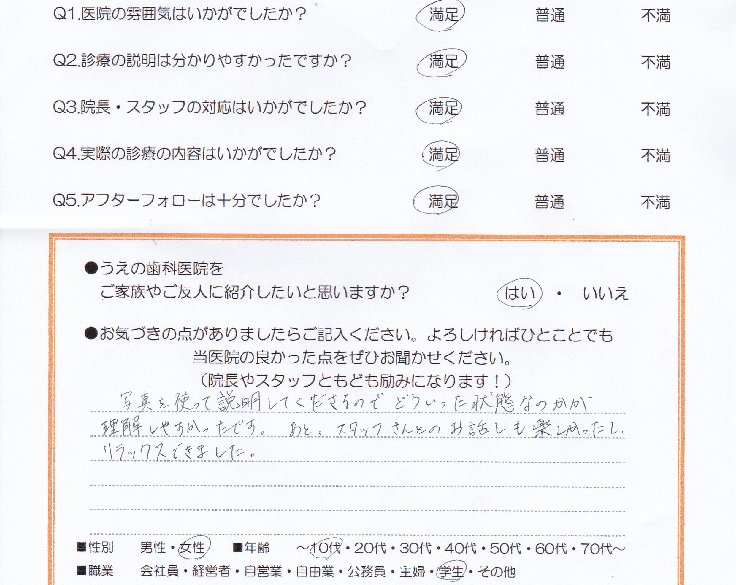 患者様の声