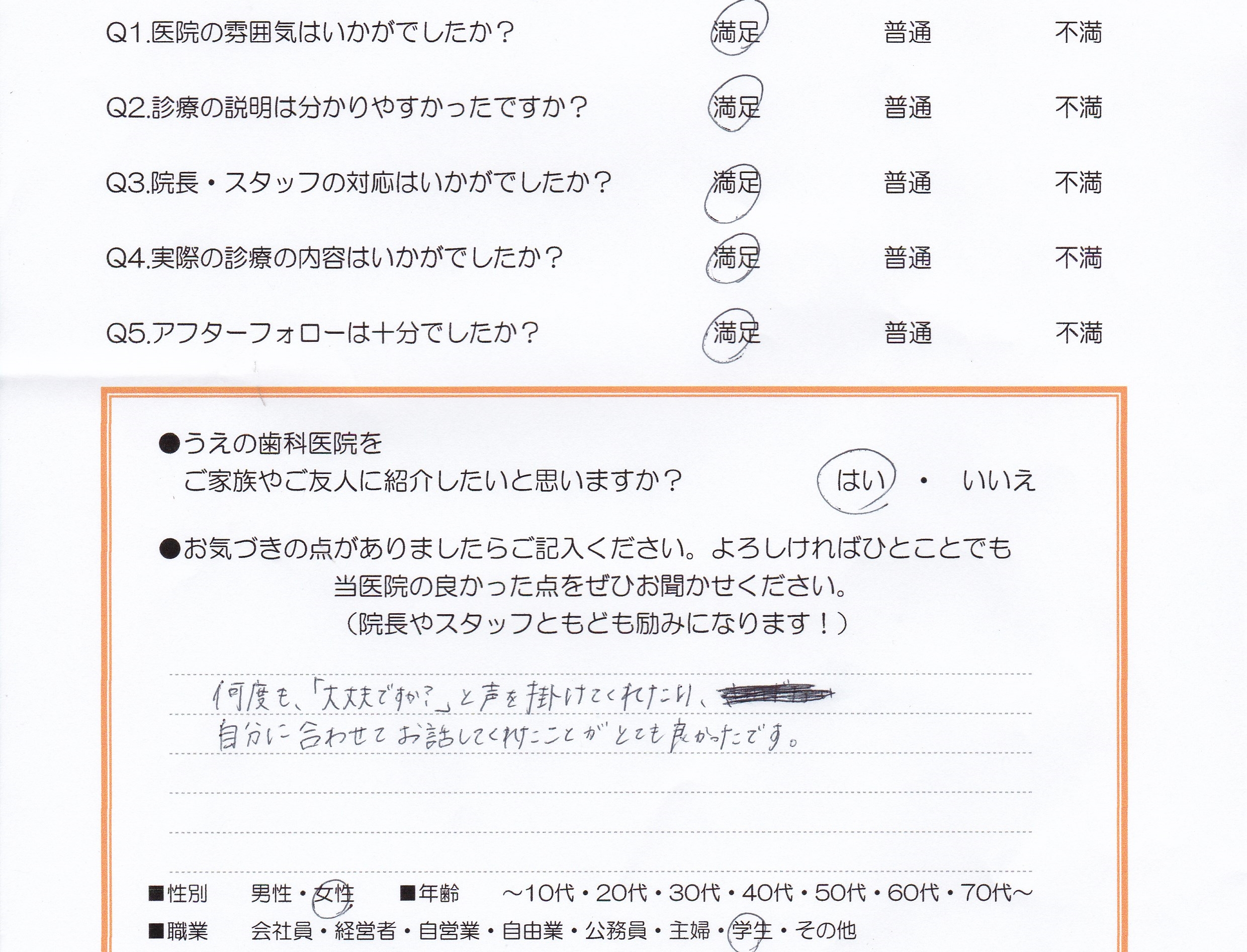 患者様の声