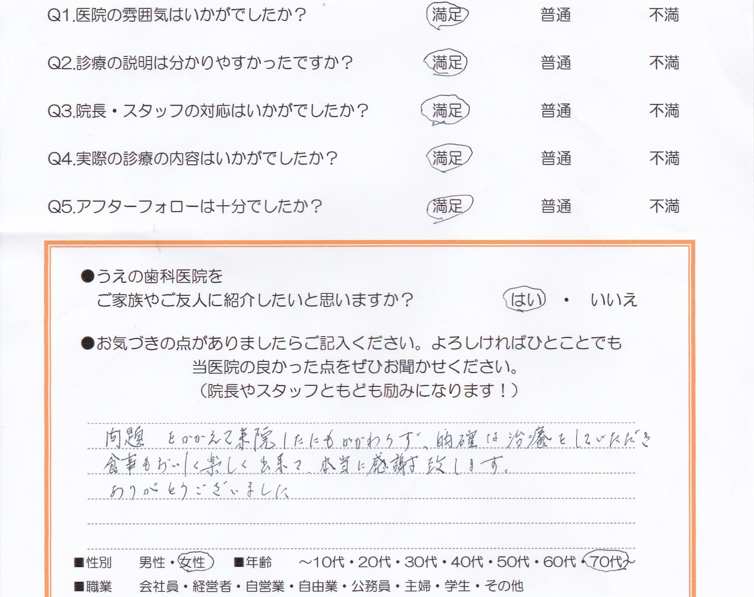 患者様の声