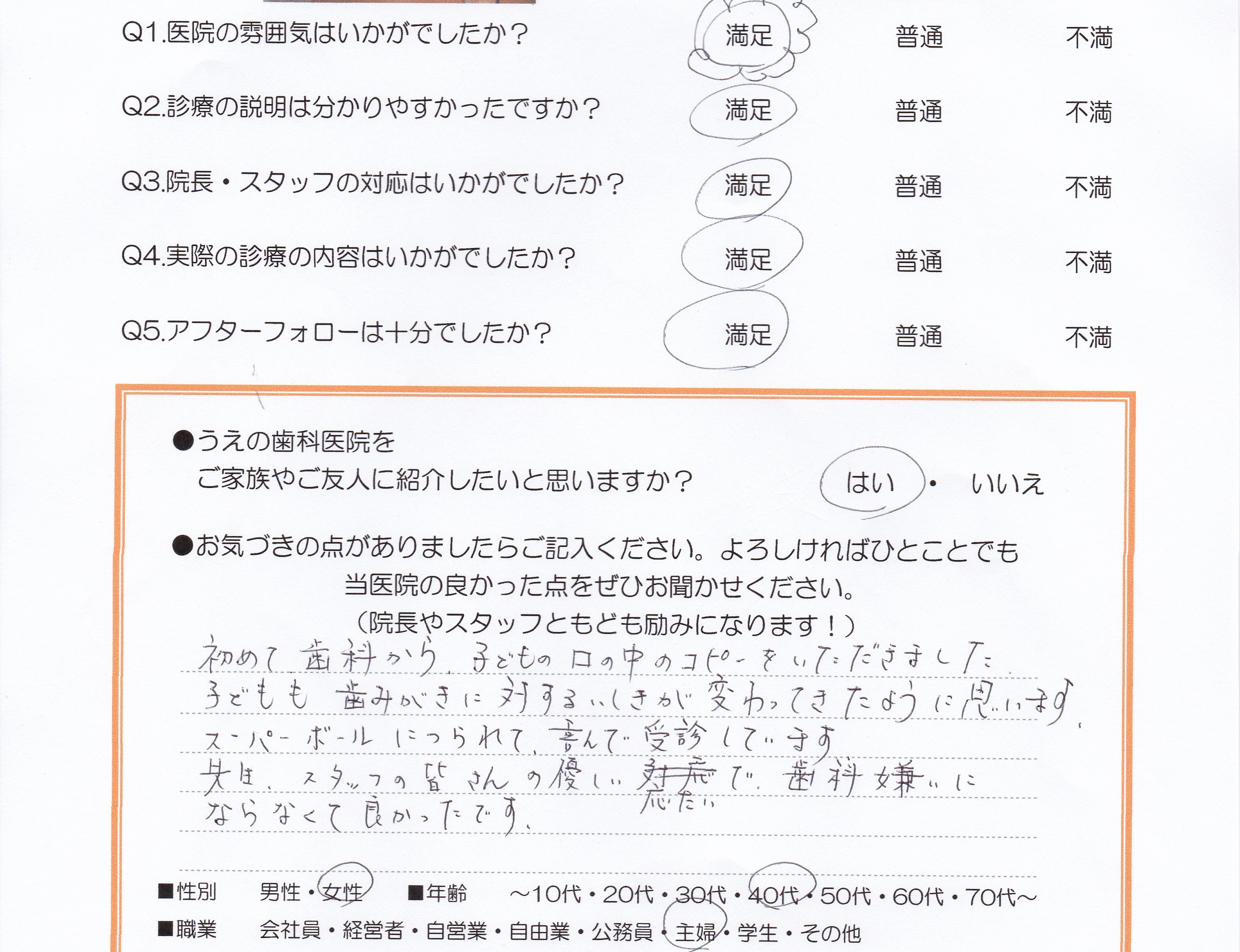 患者様の声