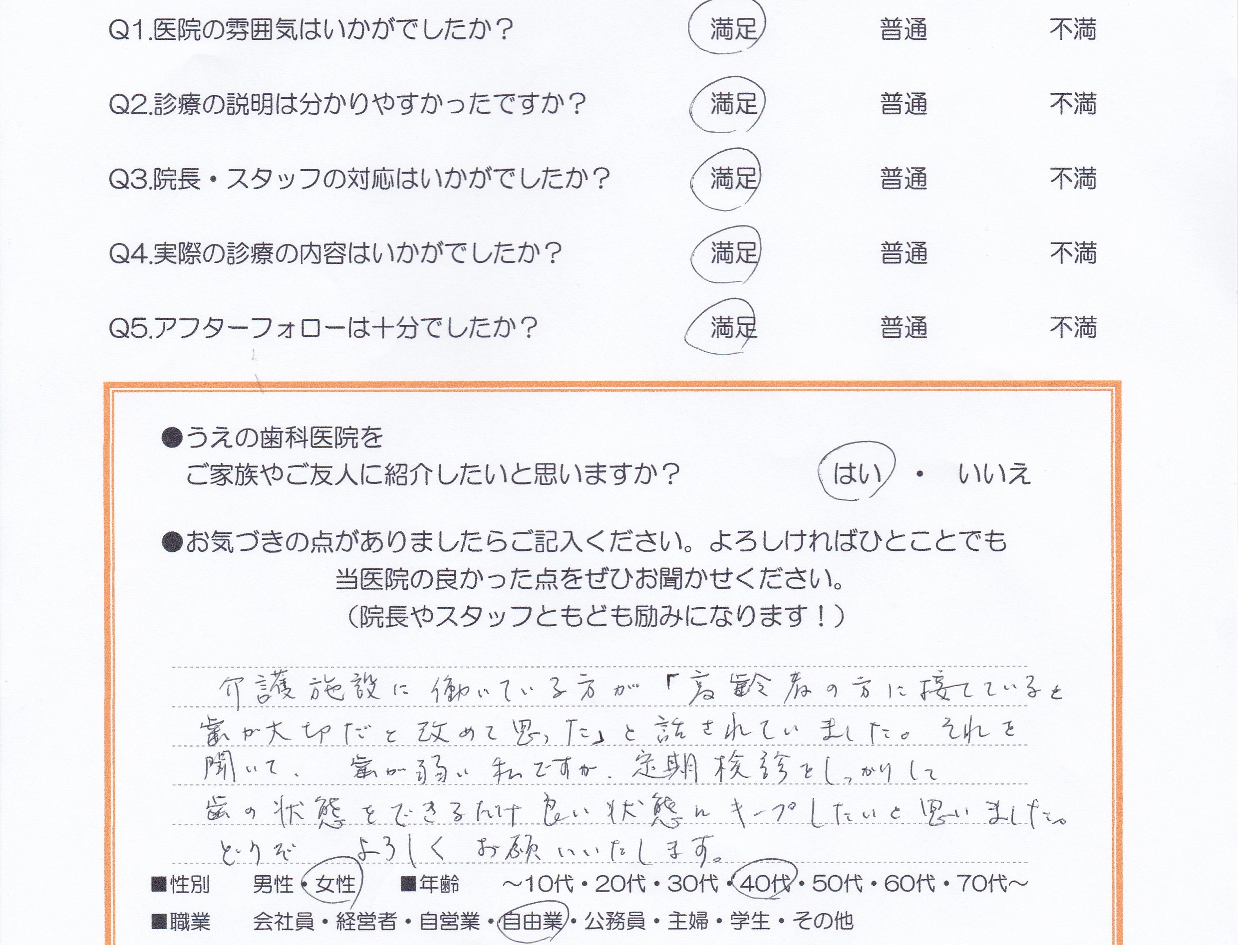 患者様の声
