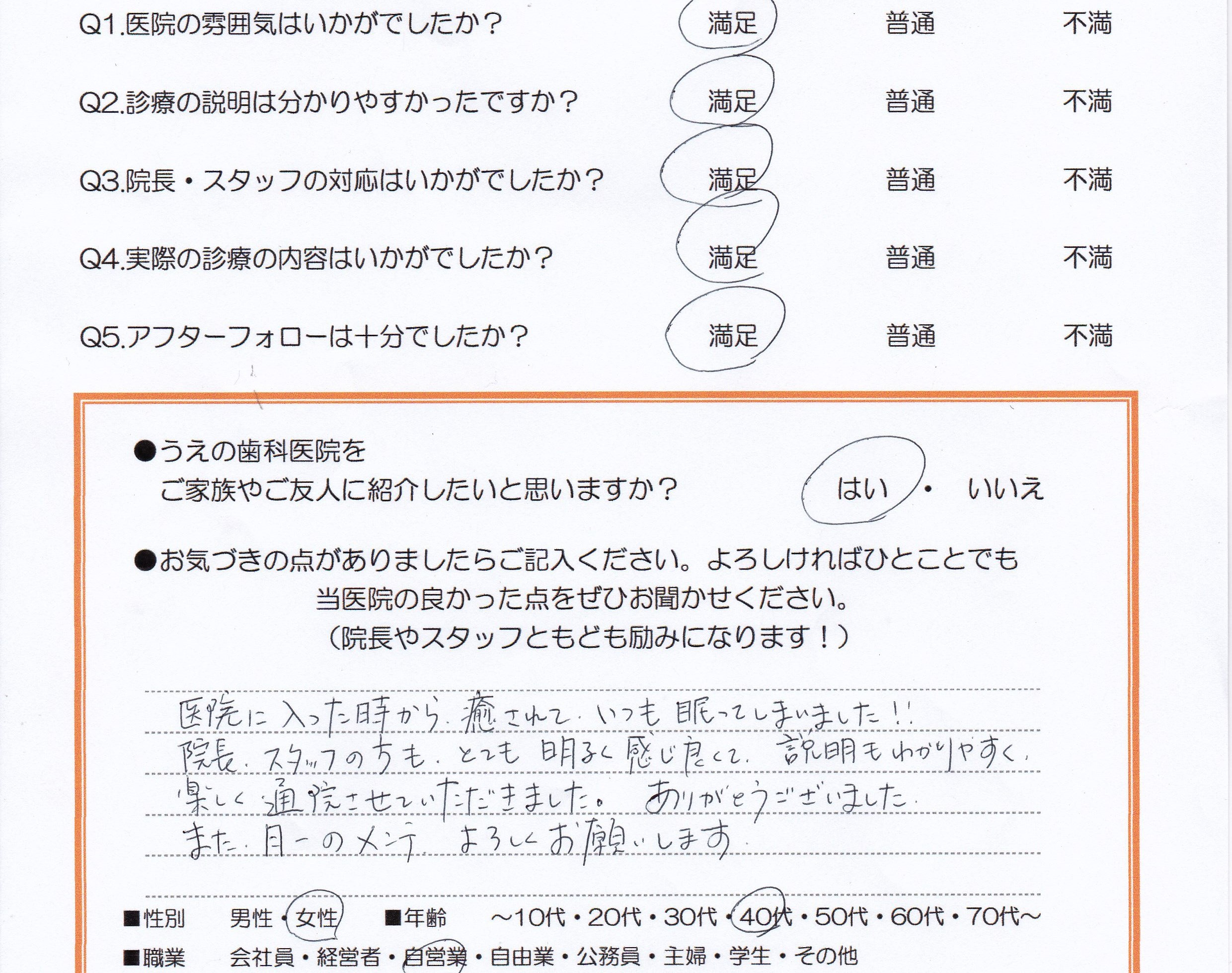 患者様の声