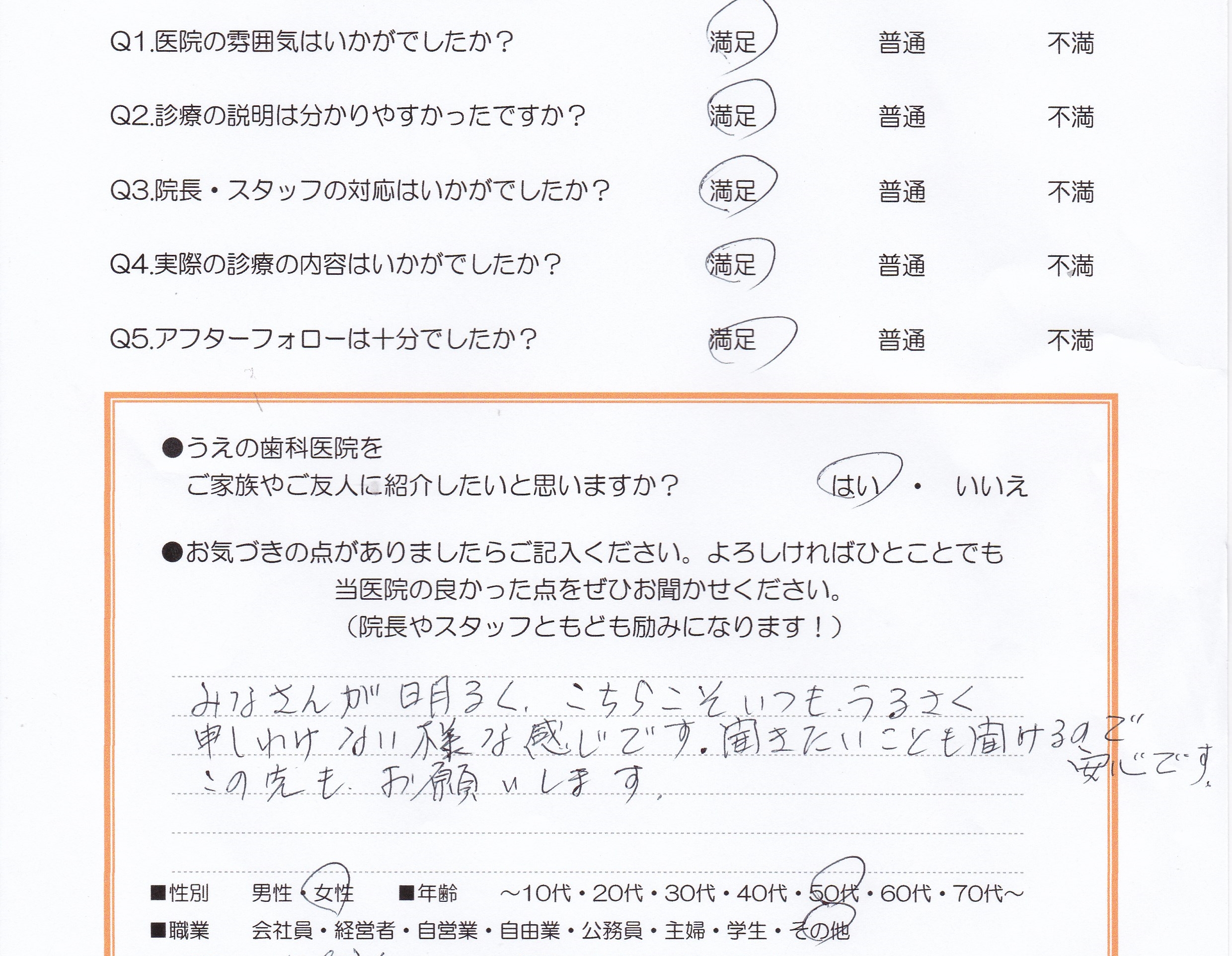 患者様の声
