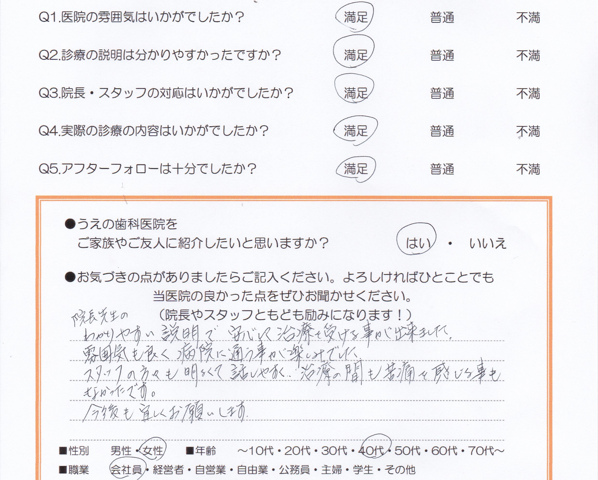 患者様の声