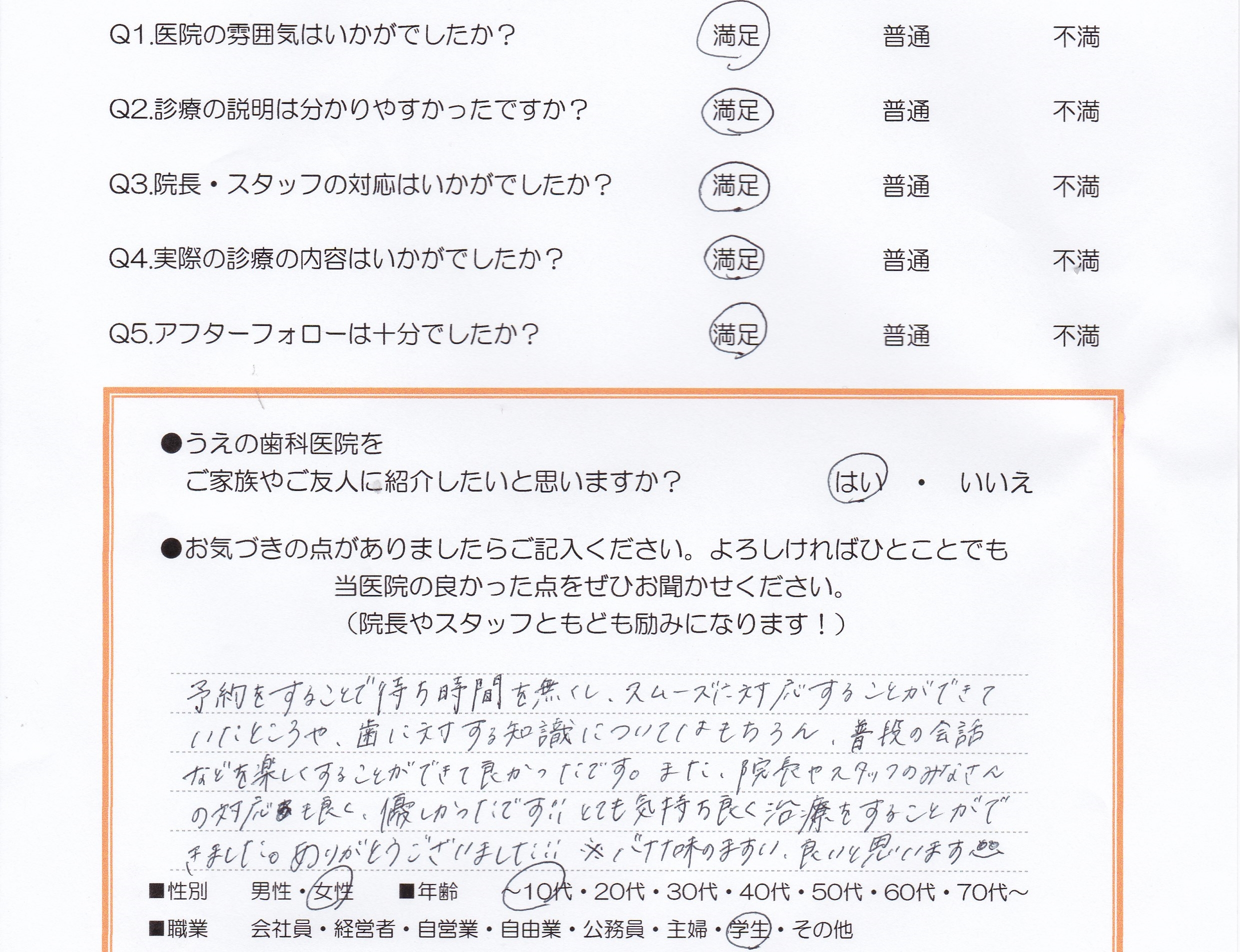 患者様の声